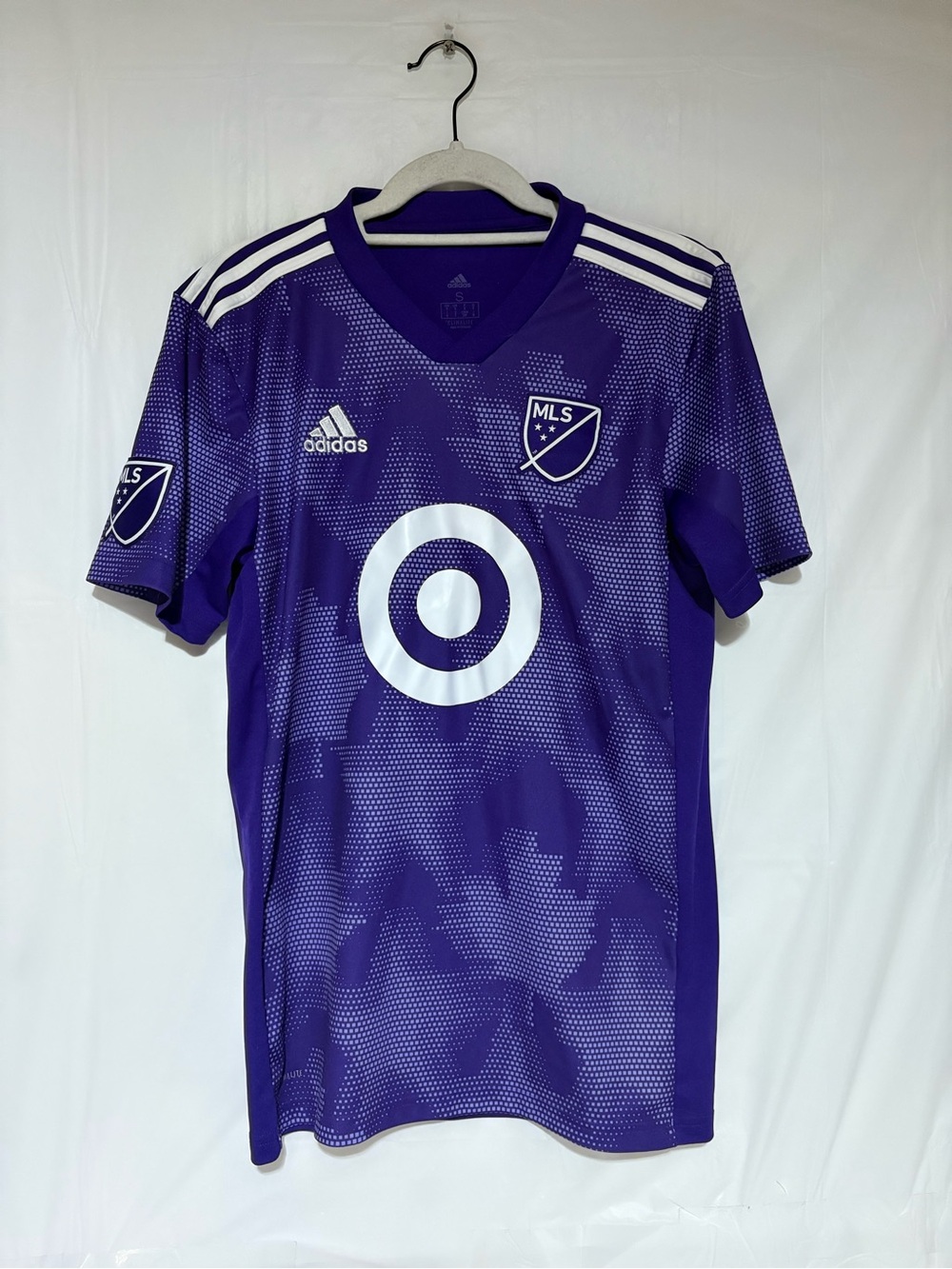 adidas Men’s Purple MLS Short Sleeve Soccer Jersey with White Accents